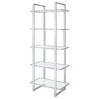 Hartford 79-inch 5-shelf Glass Bookshelf Chrome