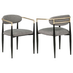 Bradbury Fabric Upholstered Dining Arm Chair Grey (Set of 2)
