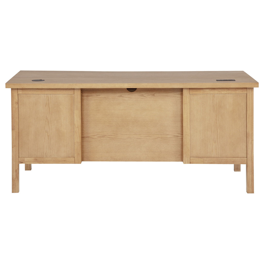 Vermes 66-inch 7-drawer Computer Desk with Power Outlet Light Ash