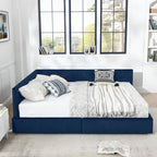 Upholstered Bed Frame With Tufted Backrest And Armrests