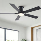 Low Profile Flush Mount Intergrated LED Ceiling Fan With Light And Reversible Quiet Motor