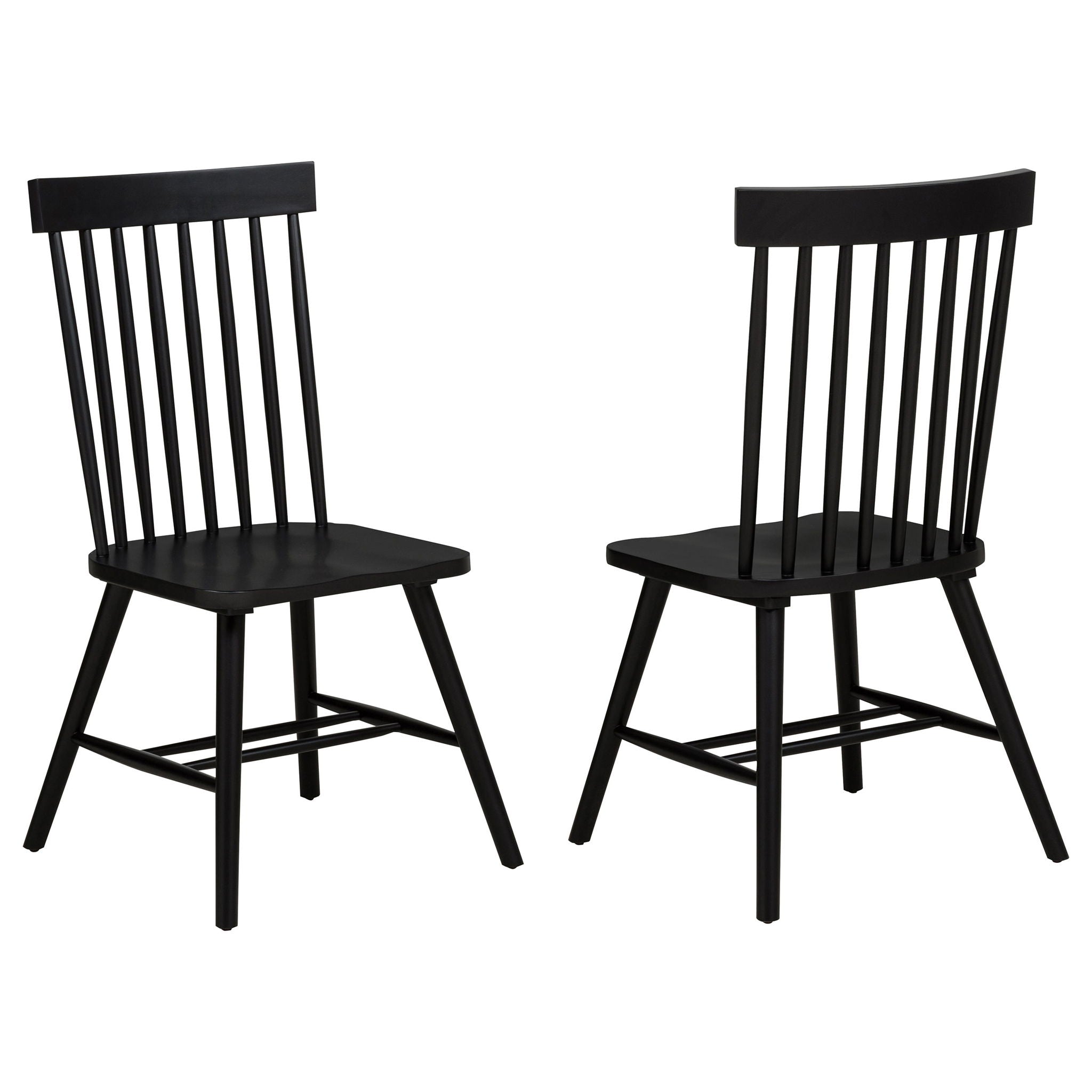Andrews Windsor Spindle Back Dining Side Chair Black (Set of 2)