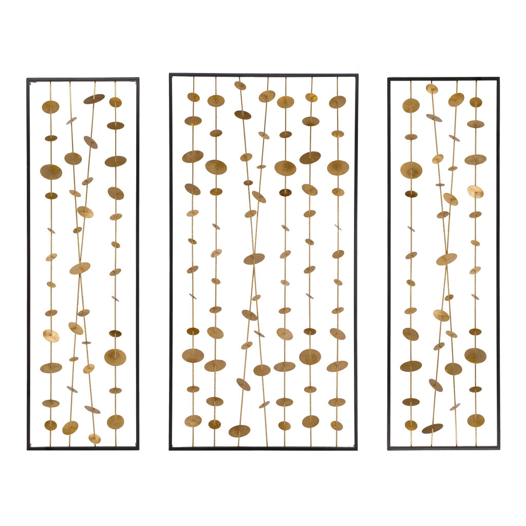Metal Decorative Wall Art With Frame, Wall Decor For Living Room (Set of 3) - Gold