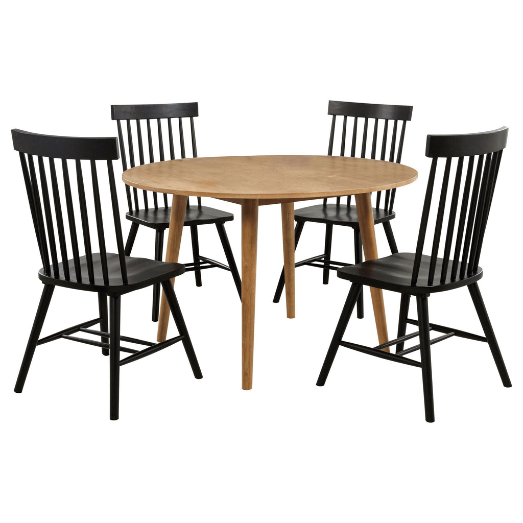 Andrews 5-piece Round Dining Table Set Light Ash and Black