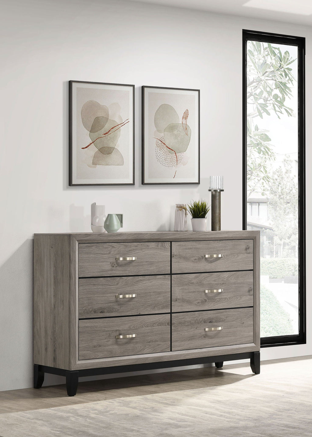 Valen 6-drawer Bedroom Dresser Cabinet Light Taupe
