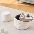 Nesting Ottomans 2 Piece With Tray, 4 In 1 Function