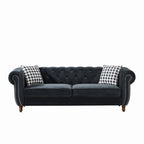 Chesterfield 3 And 2 Seater Upholstery Sofa With Roll Armrest & Nailhead Fabric Couch