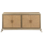 Dodie - Console Cabinet - Natural Oak Sunburst Pattern & Taupe Champaign