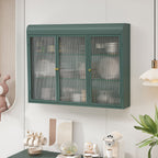 Arched Wall Mounted Cabinet, 3 Door Storage For Kitchen - Dark Green