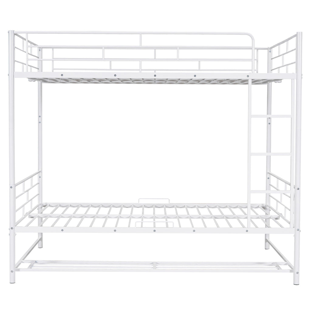 Metal Bunk Bed With Shelf And Guardrails