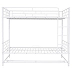 Metal Bunk Bed With Shelf And Guardrails