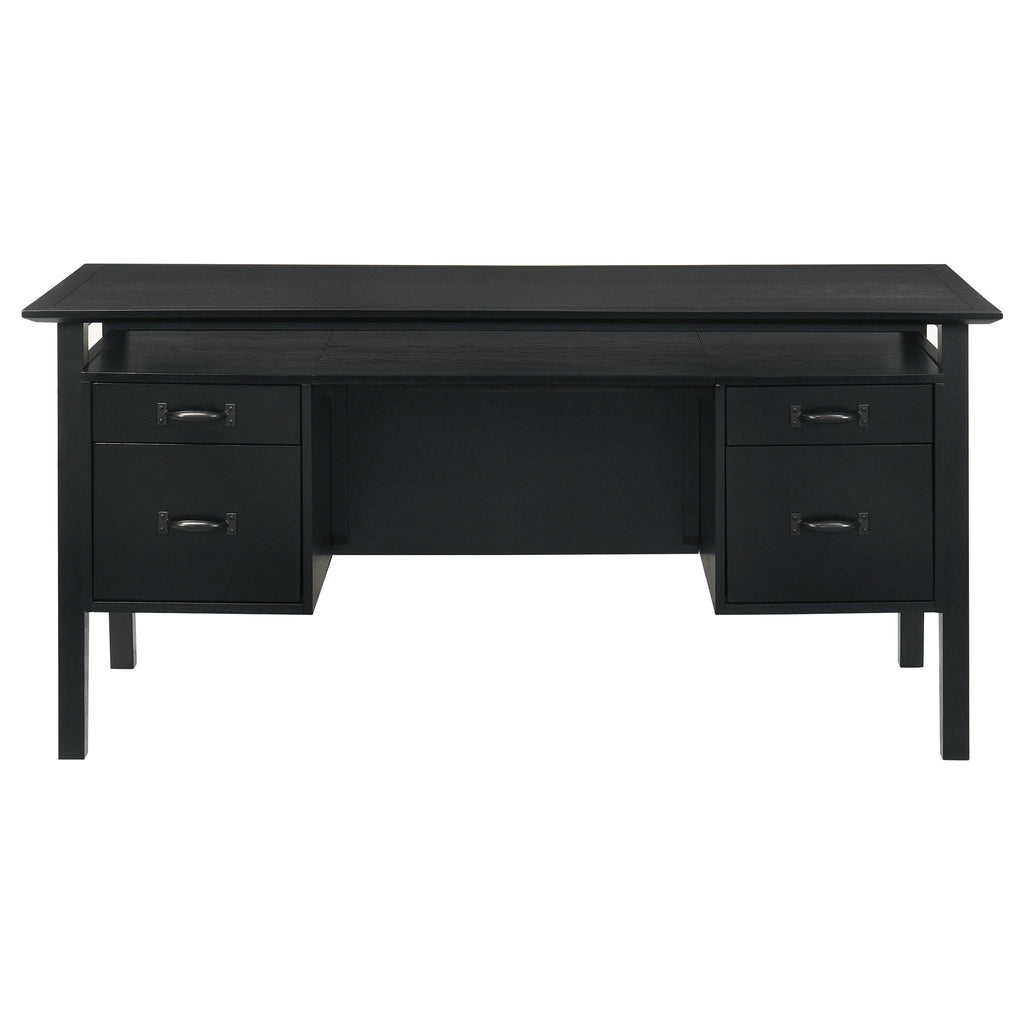 Goodson 64-inch 4-Drawer Double Pedestal Computer Desk Black