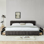 Modern Platform Bed Frame With Thick Fabric