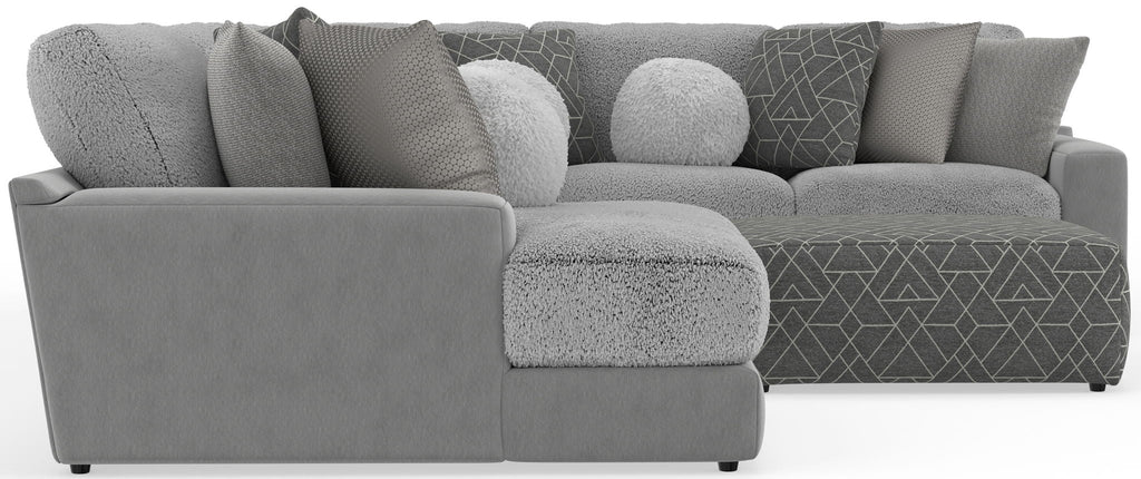 Canyon - 4 Piece Sectional With Cuddler Seat Cushions, Included Accent Pillows And Cocktail Ottoman (Left Side Facing Chaise) - Platinum