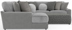 Canyon - 4 Piece Sectional With Cuddler Seat Cushions, Included Accent Pillows And Cocktail Ottoman (Left Side Facing Chaise) - Platinum