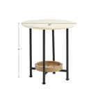 Oval End Table - White / Natural