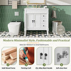 Bathroom Vanity With Ceramic Sink, 2 Doors 3 Drawers, Soft Close Design
