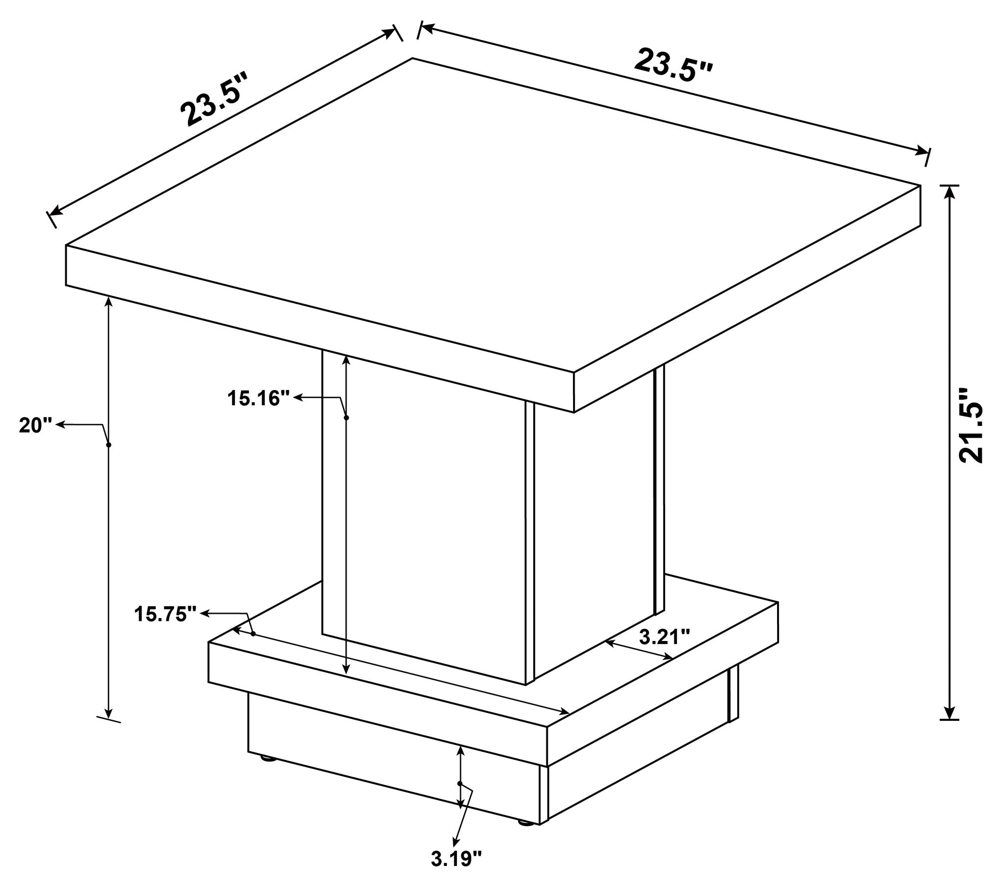 Reston Square Engineered Wood Side End Table Cappuccino