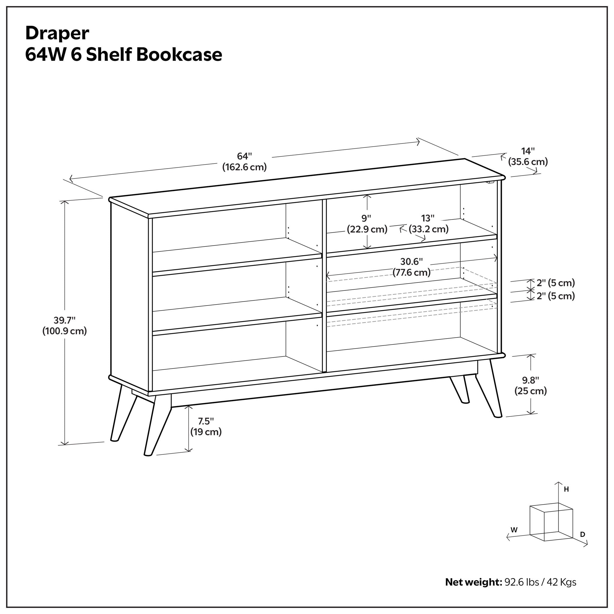 Draper - Handcrafted Low Bookcase