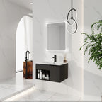 Wall Mounted Floating Bathroom Vanity With Open Shelf & Soft Close Door