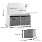 Bookshelf With Storage Bins, Bookcase With Book Display Shelf And 2 Bins, Cute Bear Shaped Backboard, Toy Organizer - White