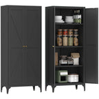 Adjustable 2 Door Kitchen Pantry Cabinet With Striped Design