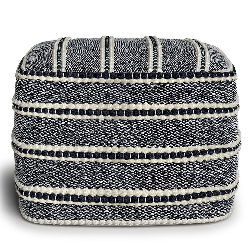 Corrie - Square Outdoor / Indoor Pouf - Navy / White