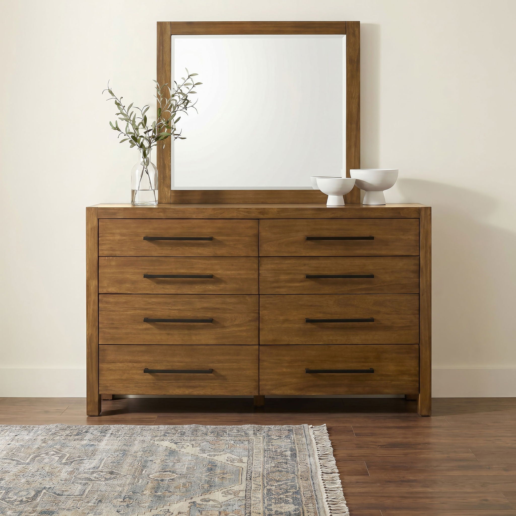 Adderley 8-drawer Bedroom Dresser and Mirror Warm Brown