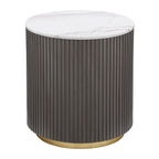 Jason Round White Marble Top Side End Table Charcoal