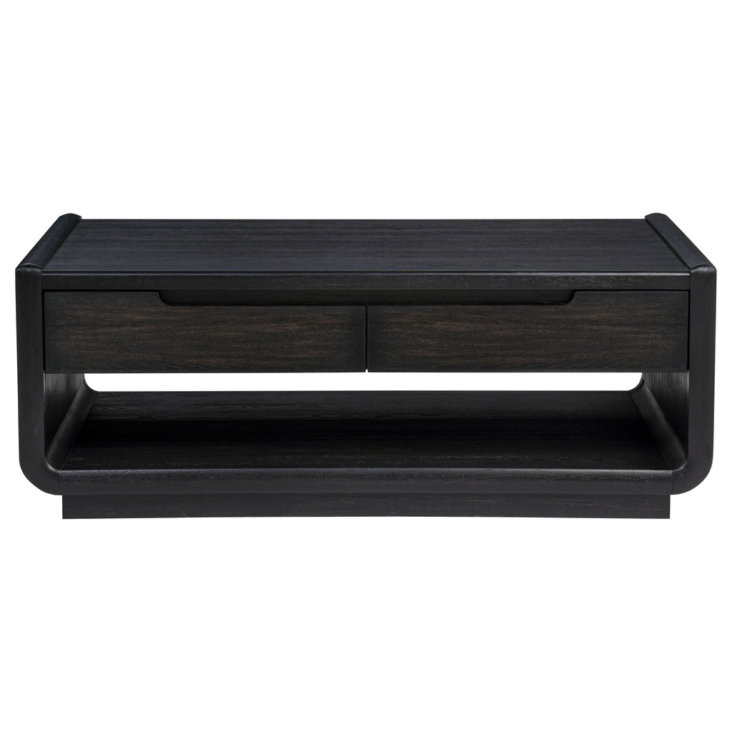 Leandro 2-drawer Wood Cocktail Coffee Table Burnished Black