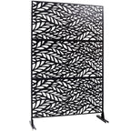 Outdoor & Indoor Privacy Screen Metal Privacy Screen, Freestanding Decorative Privacy Screen For Deck Balcony Patio - Black