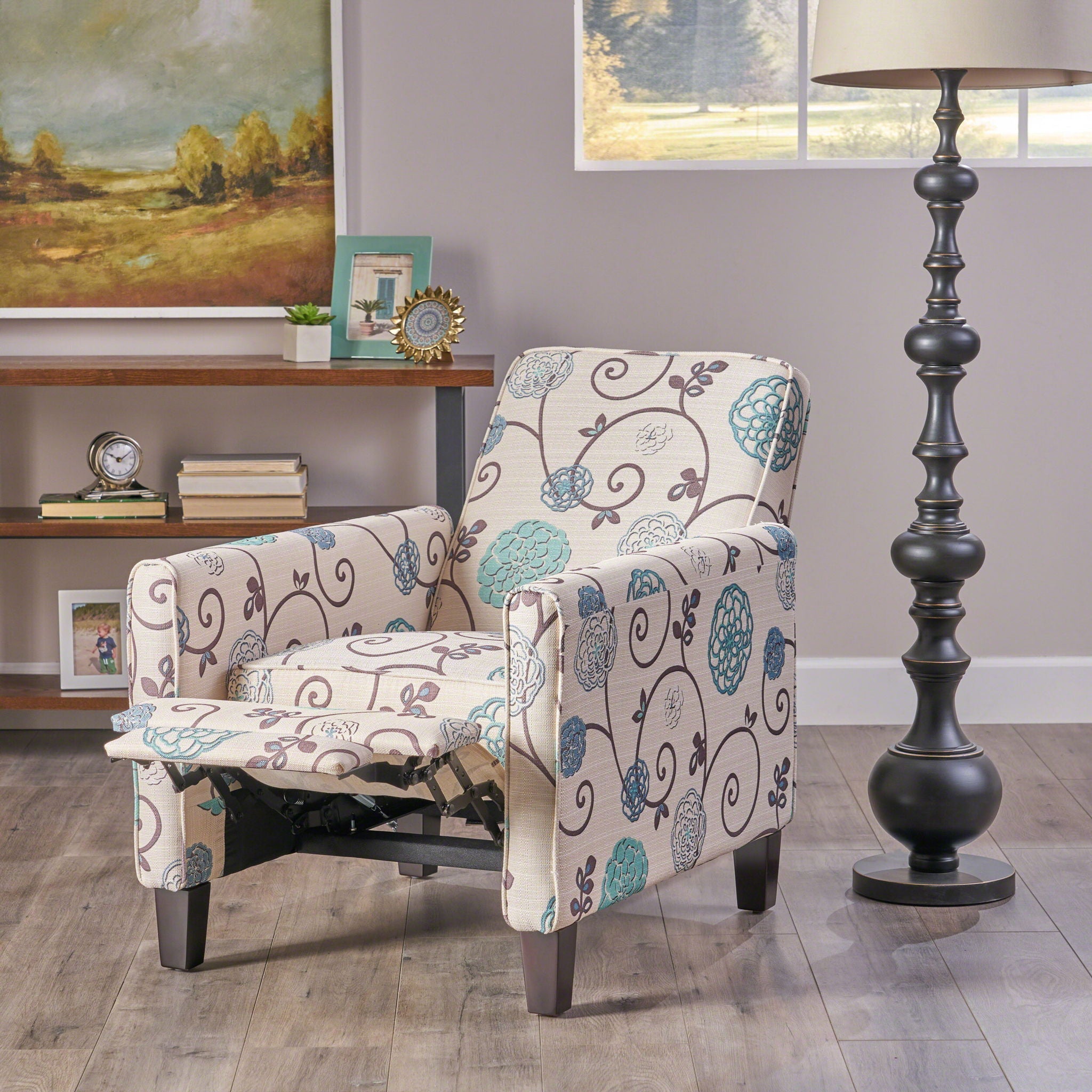 Push Back Upholstered Recliner Armchair