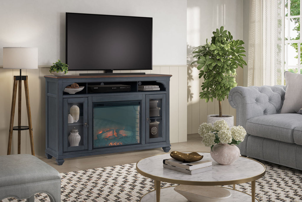 Fireplace TV Stand For TVs Up To 80" - Blue