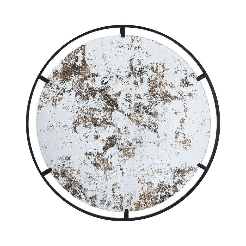 Theodor - Mirror With Industrial Design Round Mirror With Metal Frame For Wall Decor & Entryway Console Lean Against Wall - Black
