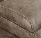 Ravenel - 3-Piece Power Reclining Sectional With Laf Power Reclining Loveseat With Console - Faux Leather - Fossil