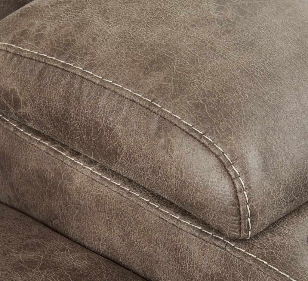 Ravenel - 3-Piece Power Reclining Sectional With Raf Power Reclining Loveseat With Console - Faux Leather - Fossil