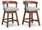 Ralene - Upholstered Swivel Barstool (Set of 2) - Medium Brown