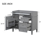 Bathroom Vanity With 2 Drawers And Tip-Out Drawer, Storage Cabinet