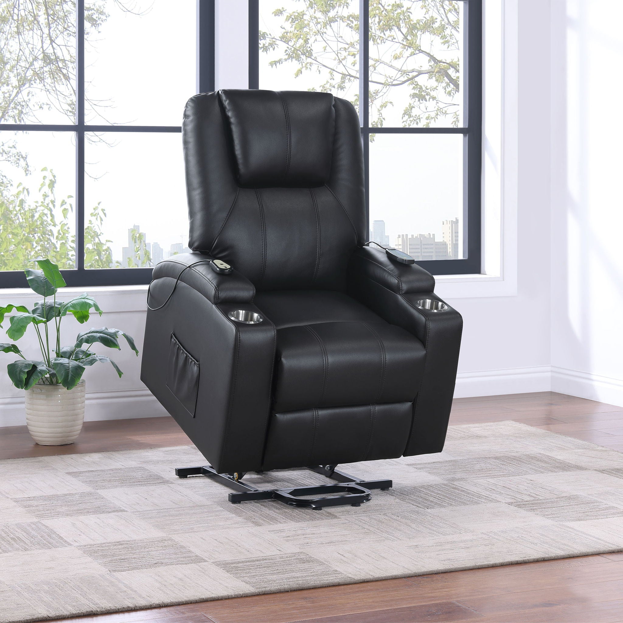 Armstrong Upholstered Power Lift Massage Recliner Espresso