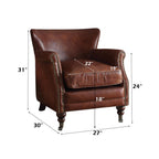 Leeds - Accent Chair - Vintage Dark Brown Top Grain Leather