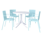 4 Modern Stackable Plastic Armchair Matched With Round Table