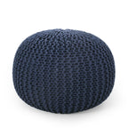 Bordeaux - Knitted Round Pouf Ottoman, Floor Cushion
