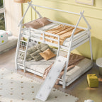 Georgiana - Twin Over Queen House Bunk Bed With Climbing Nets And Climbing Ramp