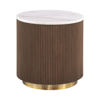 3 Piece Table Set Oval Cocktail Table, 2 Round End Tables - Brown / Gold / White