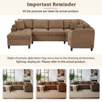 U Shaped Sectional Sofa, Corner Living Room Couch With Built In Cup Holders, Storage, USB Ports