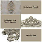 Sorina - Sofa With 7 Pillows - Velvet, Fabric & Antique Gold