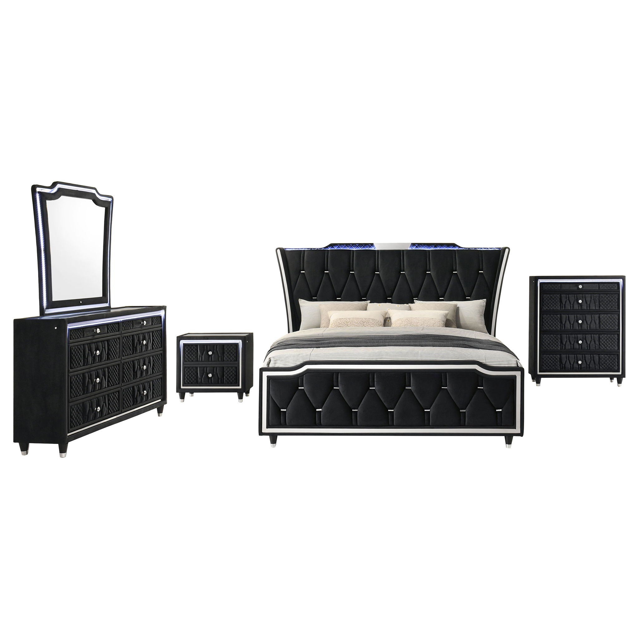 Lorient 5-piece Eastern King Bedroom Set Black