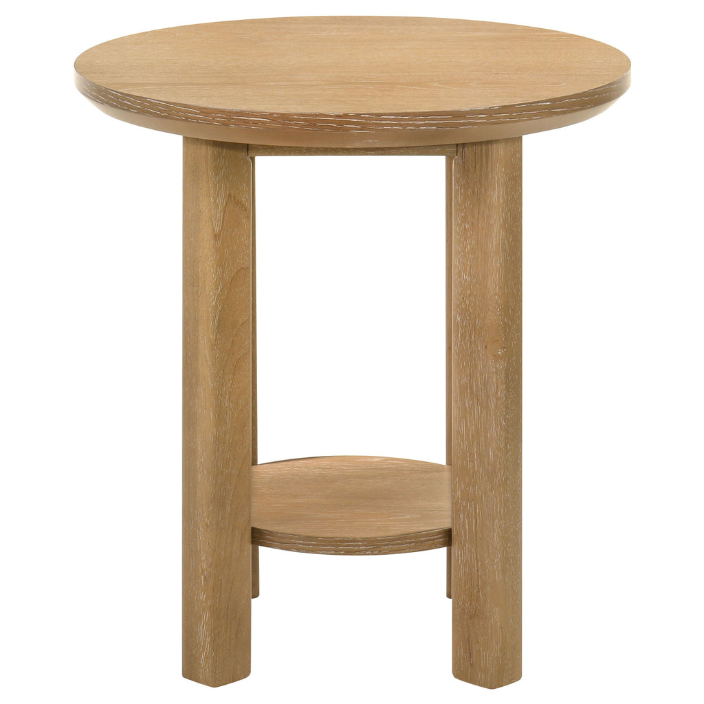 Ottowa 3-piece Round Wood Coffee Table Set Light Oak