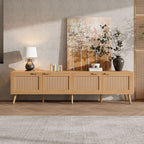 TV Stand With Storage & Cable Holes - Natural Wood