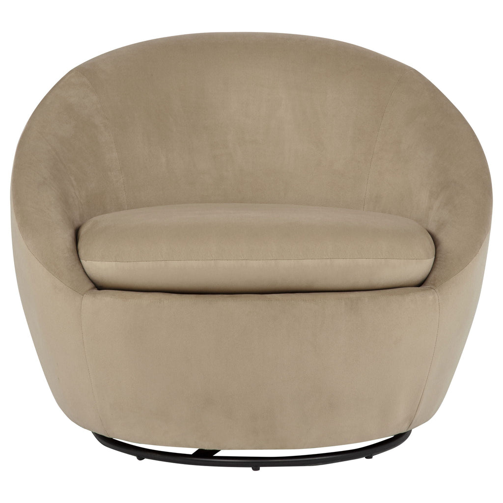 Myernick Velvet Upholstered Swivel Accent Chair Camel